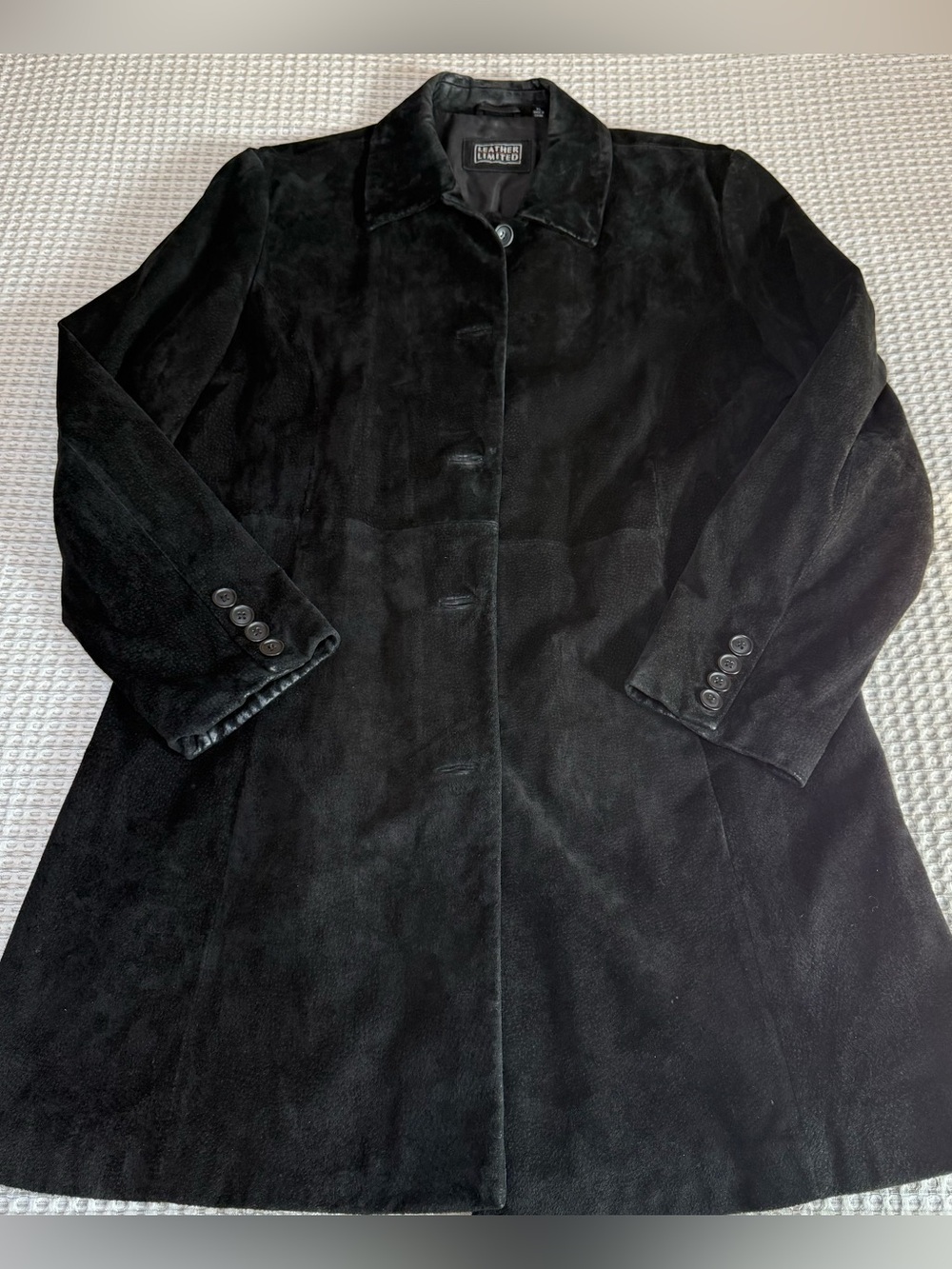 Leather Limited Suede Trench Coat Womens XL Black Western Cowgirl Classic Boho